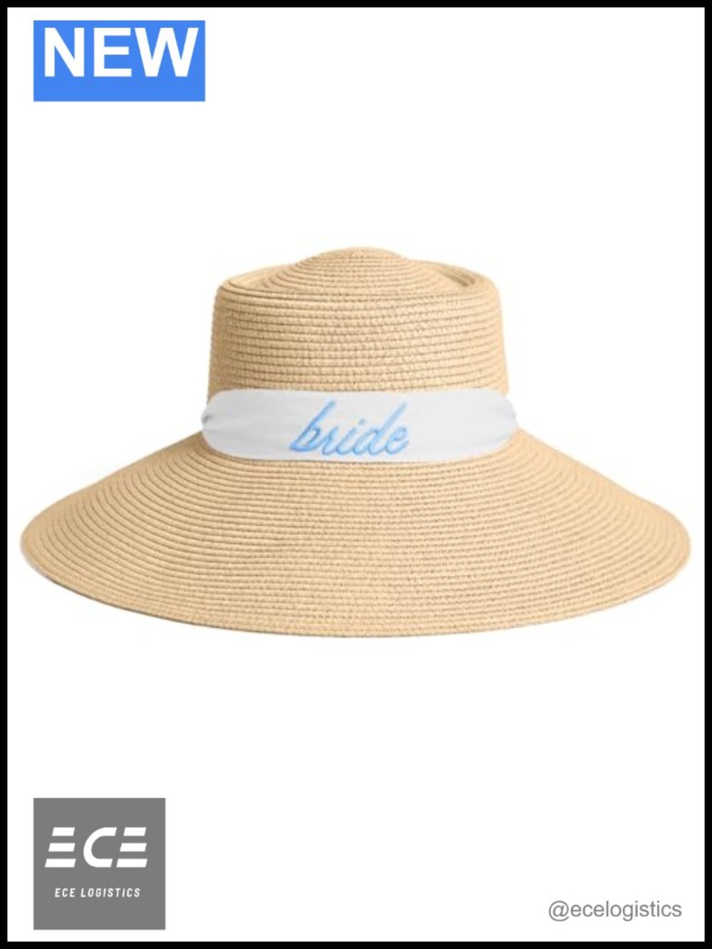 Embroidered Straw Sun Hat Wide Brim Bride Beach Bachelorette